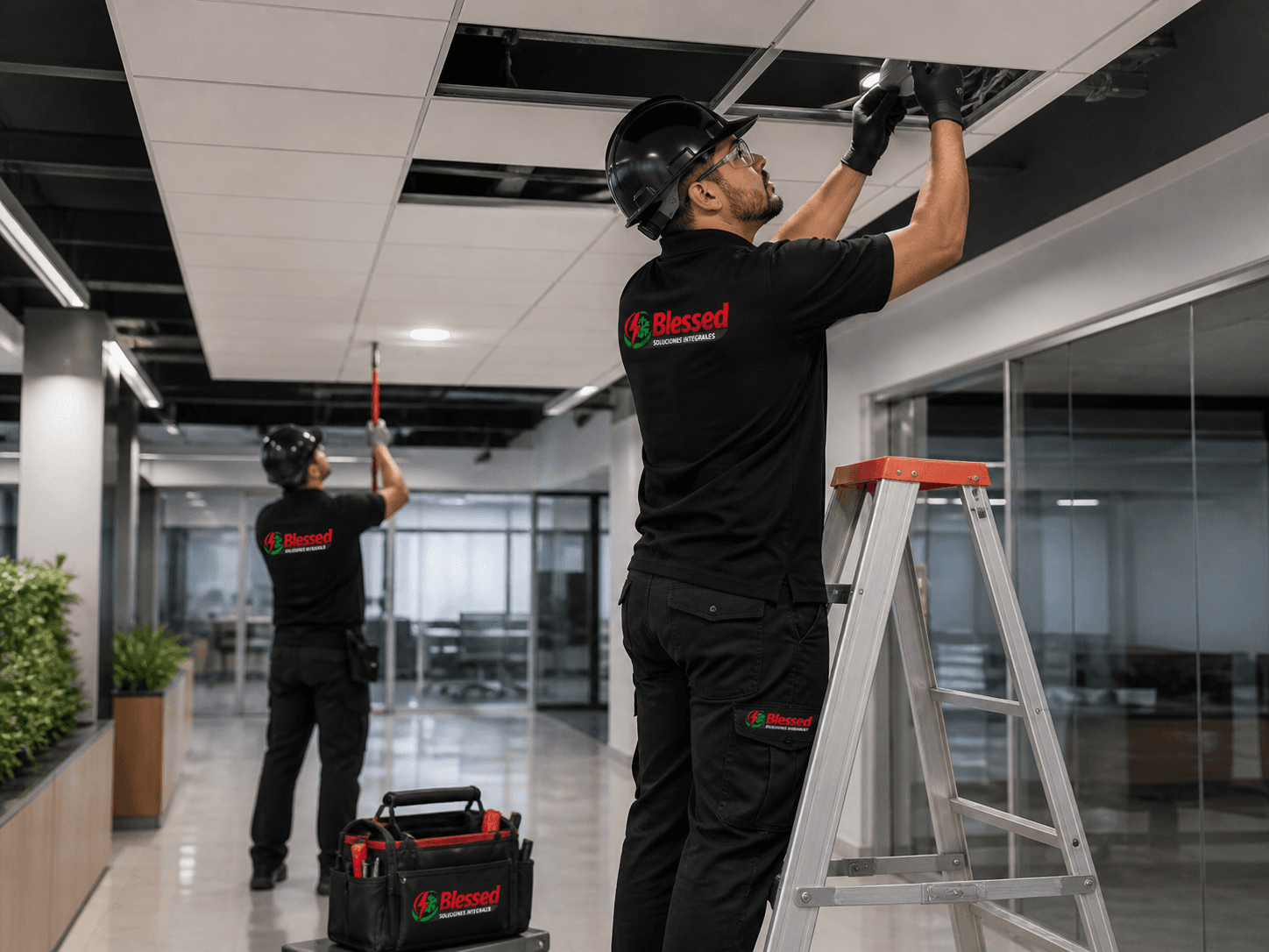 Equipo de Blessed realizando trabajos de mantenimiento, montaje industrial, electricidad y metalmecánica en planta